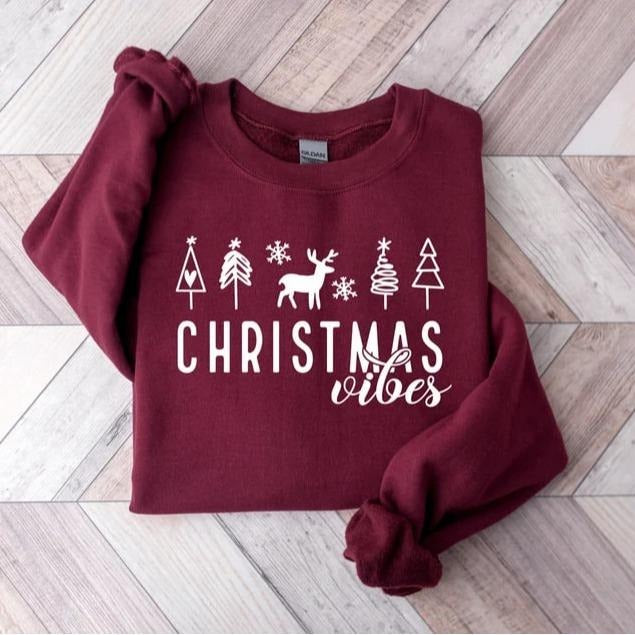 Christmas Vibes sweatshirt for women, cozy winter holiday sweater, festive Christmas pullover, perfect seasonal outfit...