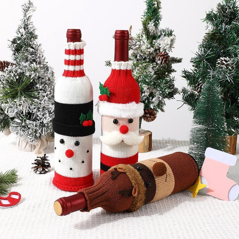 Christmas Wine Bottle Sleeve Champagne & Red Wine Creative Wine Cover Hotel Table & Restaurant Holiday Decorations...