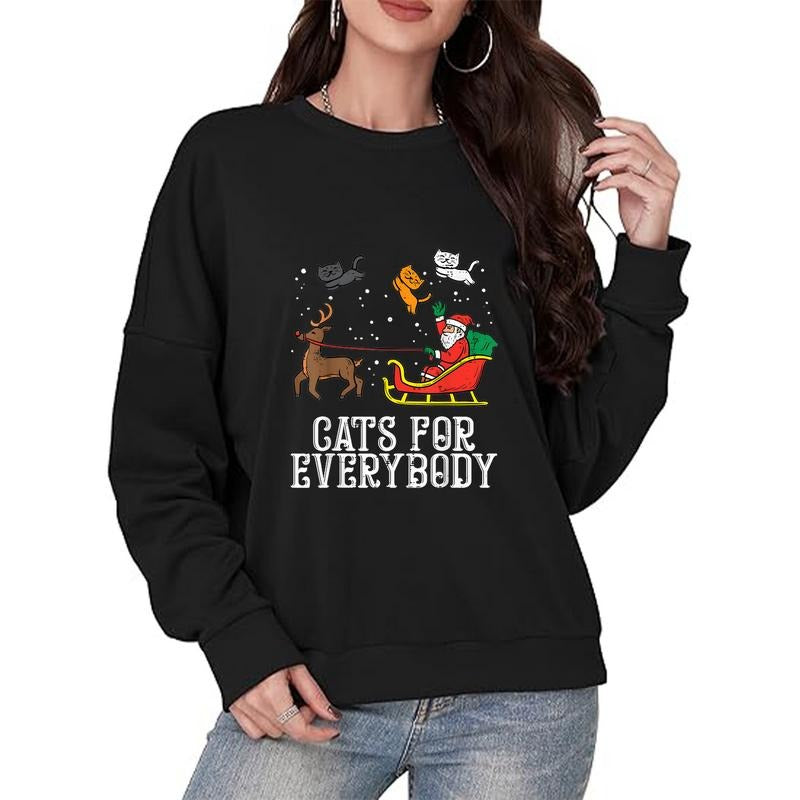 Christmas Women Santa Cats For Everybody Pullover Sweatshirt T-Shirts, Hoodie | PodTeesHub.com