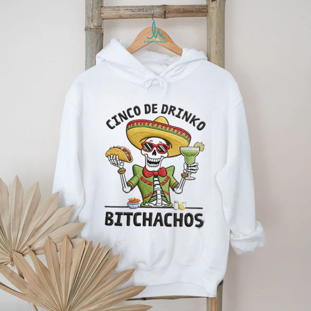 Cinco De Drinko Taco Margarita Skeleton Party V Neck T Shirt