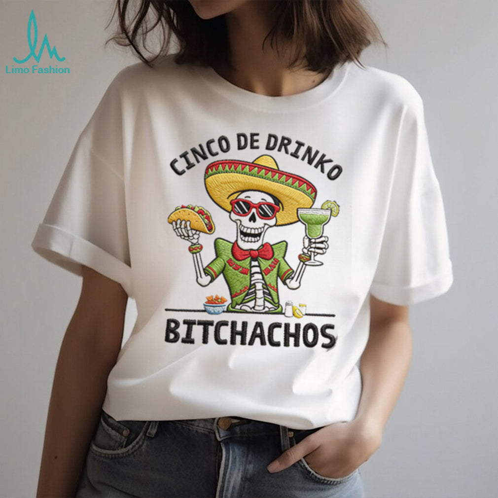 Cinco De Drinko Taco Margarita Skeleton Party V Neck T Shirt