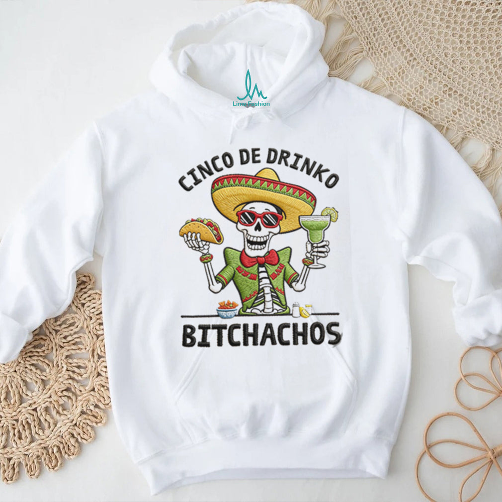 Cinco De Drinko Taco Margarita Skeleton Party V Neck T Shirt