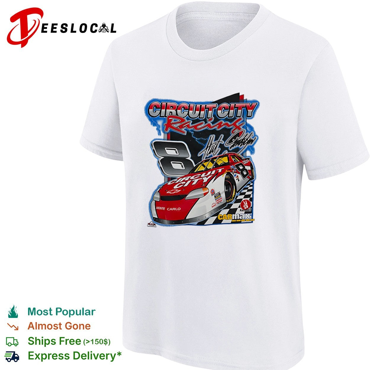 Circuit City Racing 8 Monte Carlo Chevrolet Carmax Kendall NASCAR racing shirt