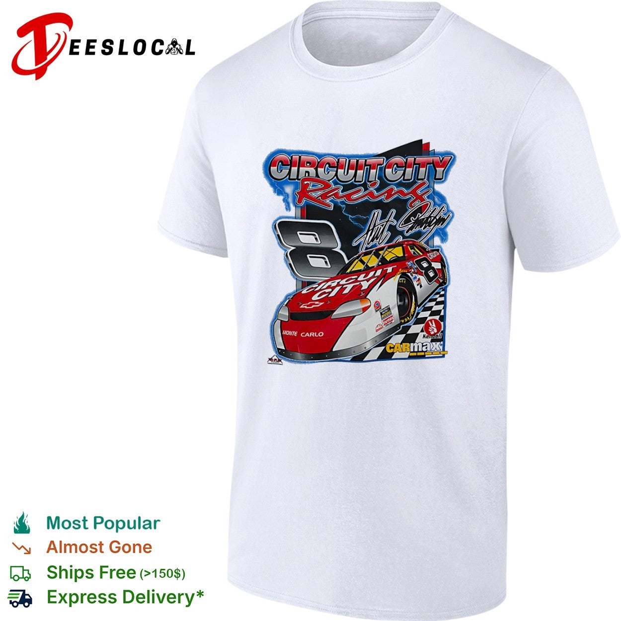 Circuit City Racing 8 Monte Carlo Chevrolet Carmax Kendall NASCAR racing shirt