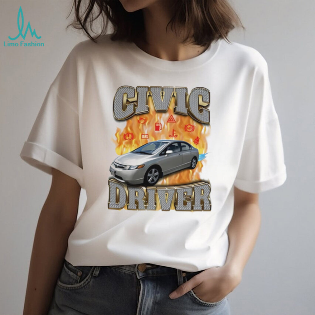 Civic driver car on flame graphic shirt