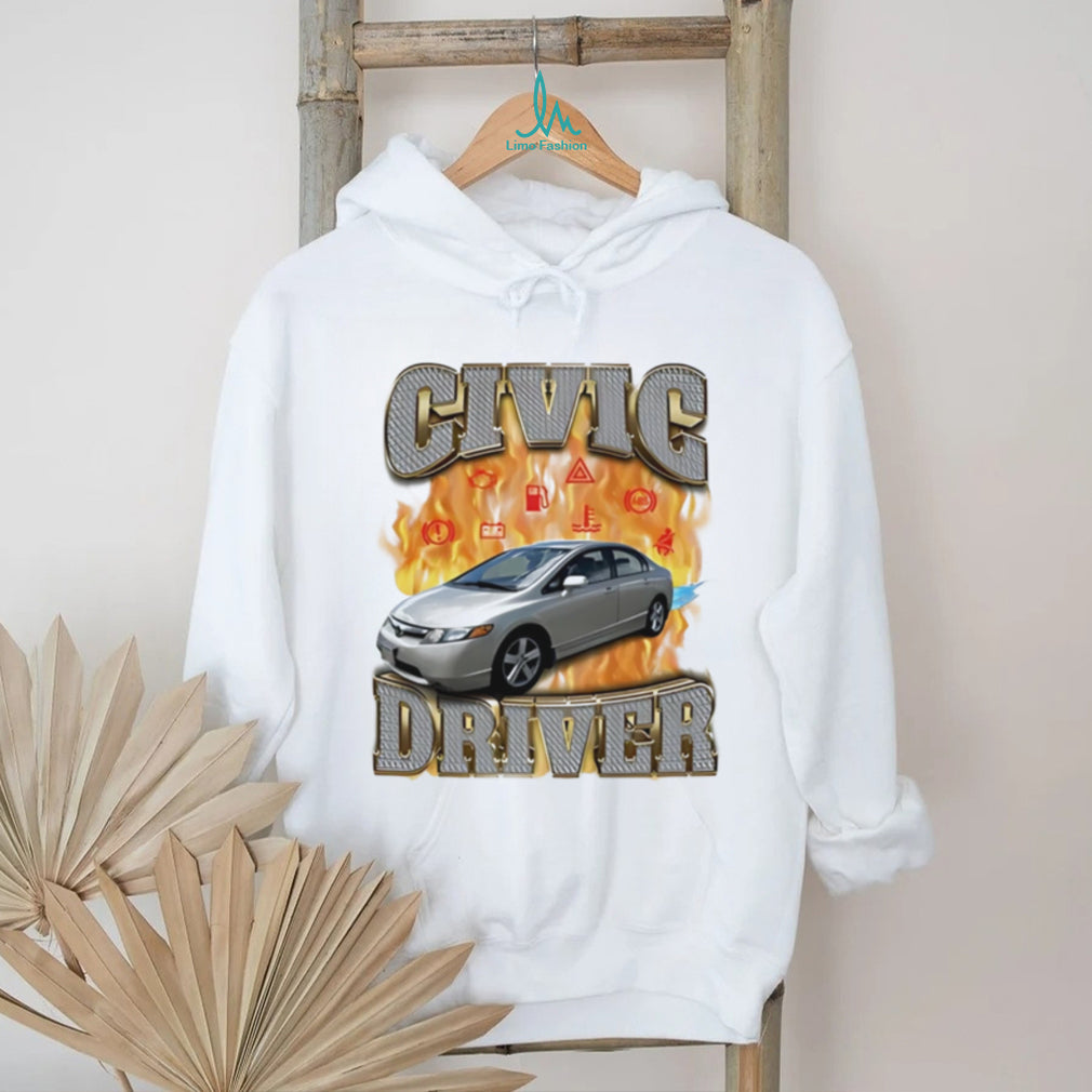 Civic driver car on flame graphic shirt