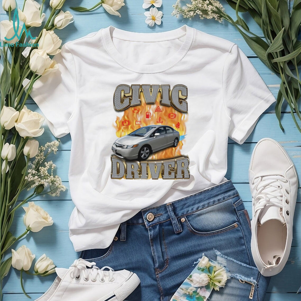 Civic driver car on flame graphic shirt