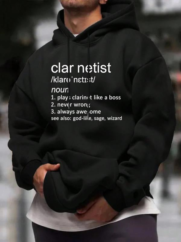 Clarinetist Definition Graphic Print Hoodie | Black Oversized Pullover with Humorous Musician Slogan | Trendy Music...