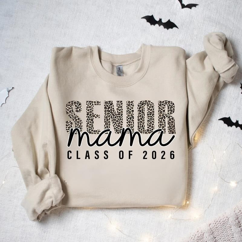 Class of 2026 Senior Mama Sweatshirt - Cute Leopard Print Graduation Crewneck - Soft 100% Cotton for High School Seniors'...