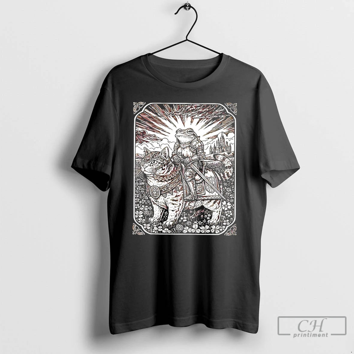 Classic Armored Frog Riding An Armored Cat T-Shirts, Hoodie, Sweatshirt | PodTeesHub.com