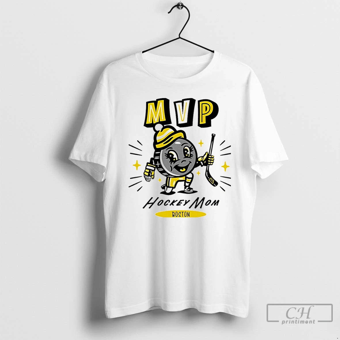 Classic Boston Hockey Mom Mvp 2025 Cartoon Christmas T-Shirts, Hoodie, Sweatshirt | PodTeesHub.com