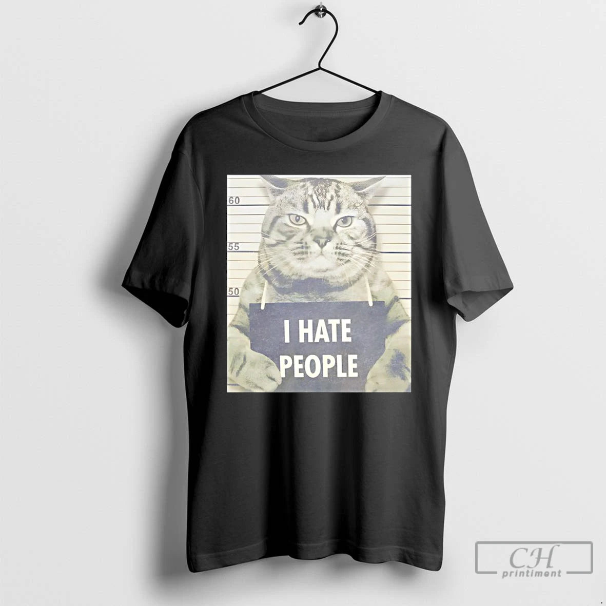 Classic Cat Mugshot I Hate People Funny T-Shirts, Hoodie, Sweatshirt | PodTeesHub.com