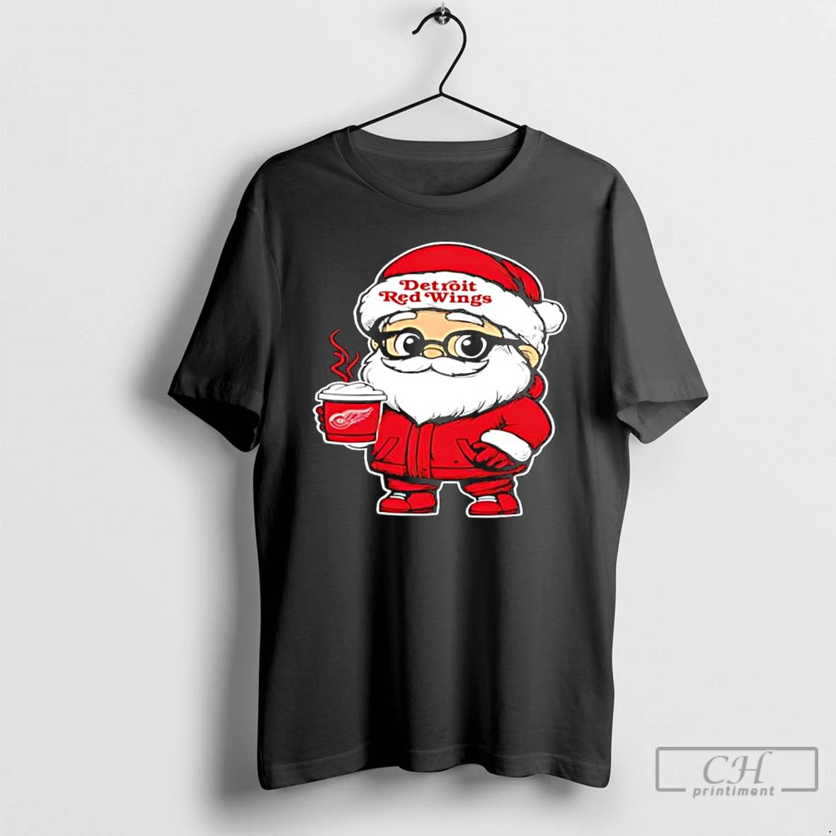 Classic Detroit Red Wings Santa Coffee Stylish T-Shirts, Hoodie, Sweatshirt | PodTeesHub.com