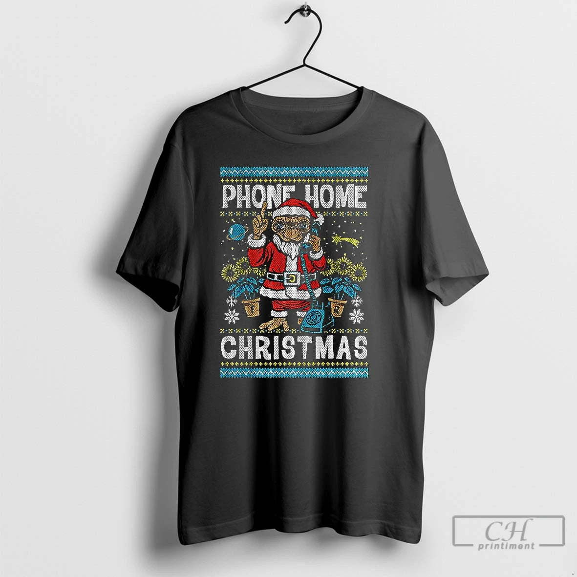 Classic E T Santa Outfit Phone Home Christmas Alien Ugly Xmas T-Shirts, Hoodie, Sweatshirt | PodTeesHub.com