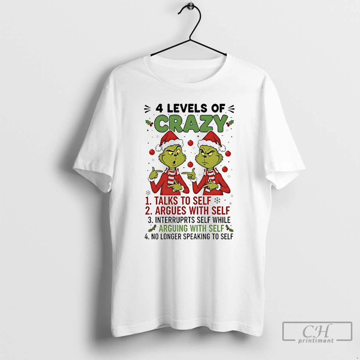 Classic Grinch 4 Levels Of Crazy Christmas 2025 T-Shirts, Hoodie, Sweatshirt | PodTeesHub.com