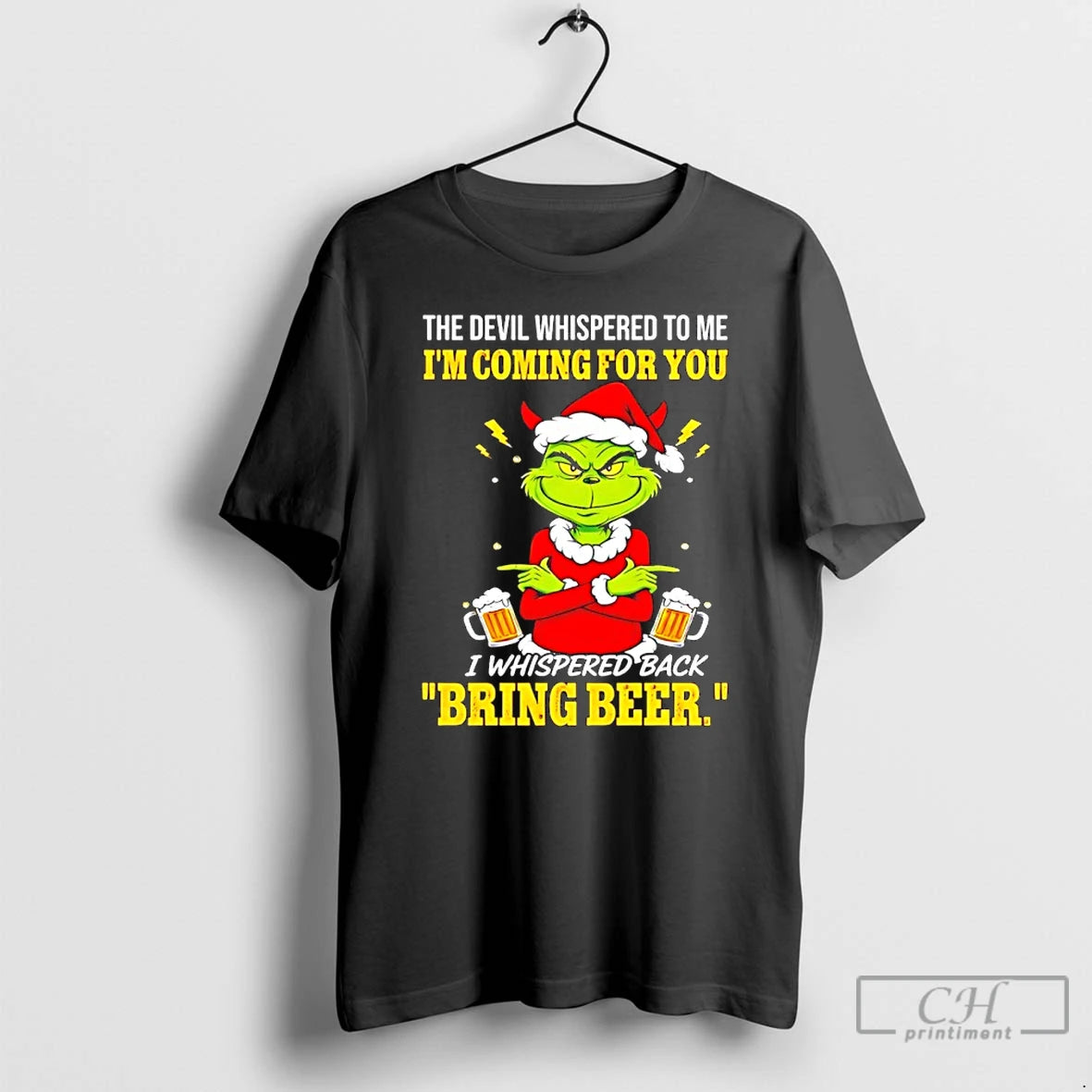 Classic Grinch The Devil Whispered To Me Im Coming For You T-Shirts, Hoodie, Sweatshirt | PodTeesHub.com