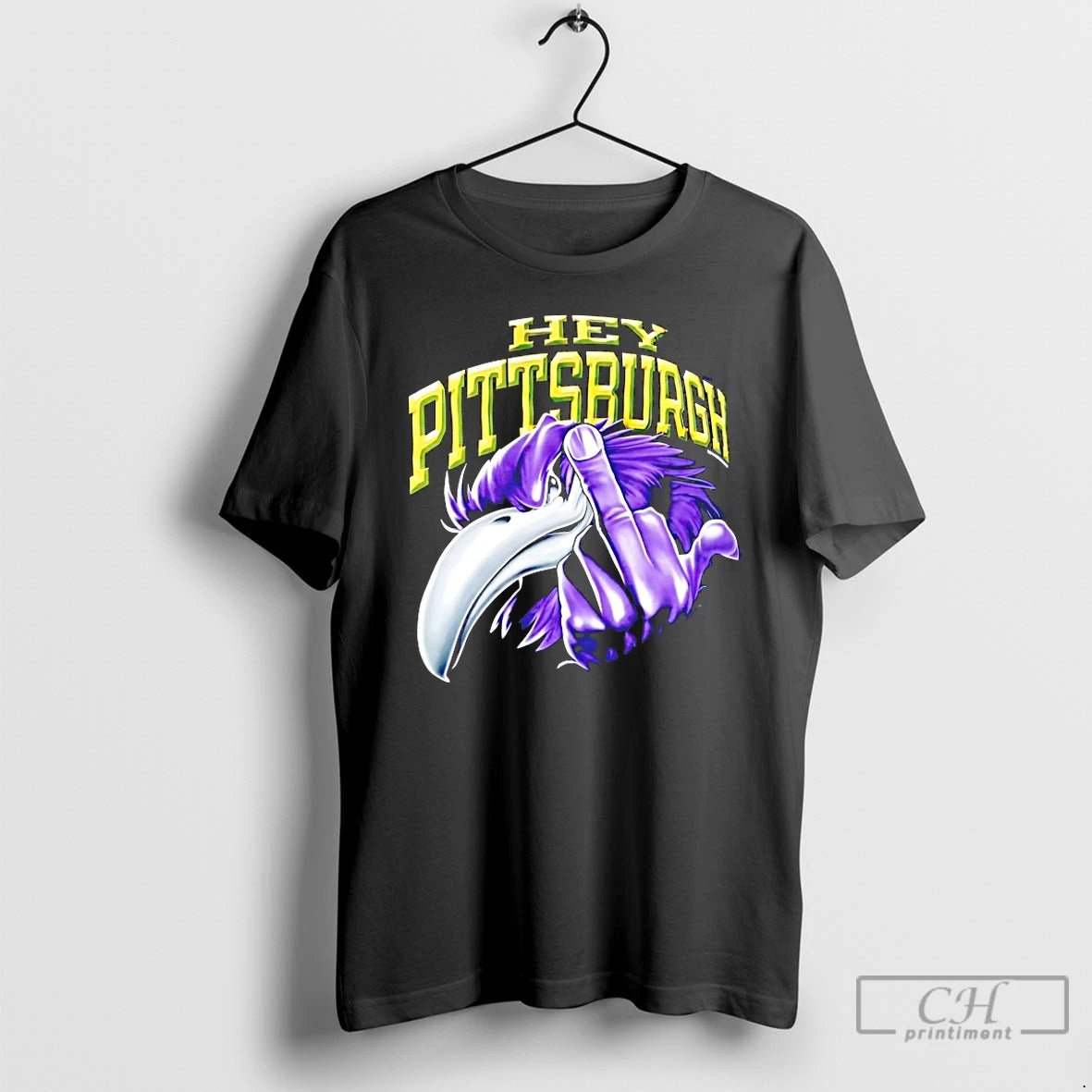 Classic Hey Pittsburgh Mascot The Middle Finger T-Shirts, Hoodie, Sweatshirt | PodTeesHub.com