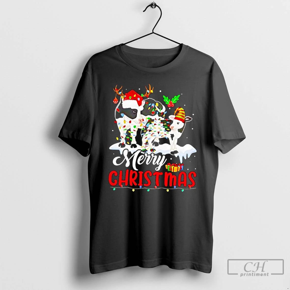 Classic Merry Christmas Cow T-Shirts, Hoodie, Sweatshirt | PodTeesHub.com