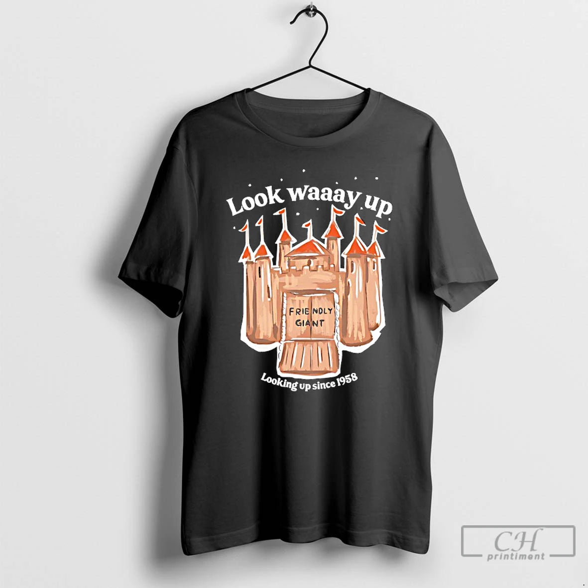 Classic The Friendly Giant Look Waaay Up Looking Up Since 1958 Graphic T Shirts Sweater Hoodie, Sweatshirt | PodTeesHub.com