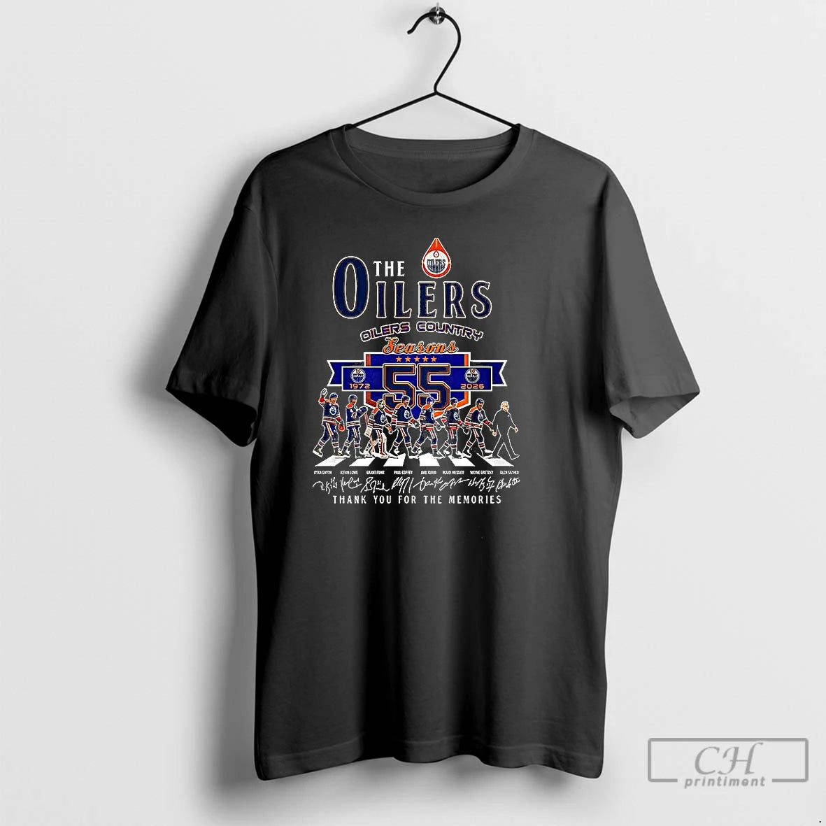 Classic The Oilers Country Seasons Thank You For The Memories Signature T-Shirts, Hoodie, Sweatshirt | PodTeesHub.com