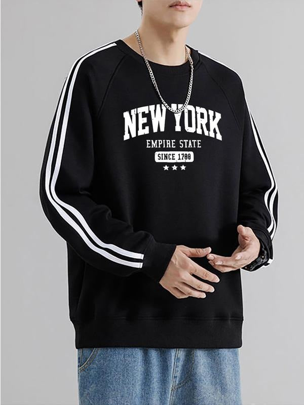Classic Vintage Long Sleeve T-Shirt for Men & Women, Sporty Fitted Design, New York Print, Fall Winter Casual Wear style...