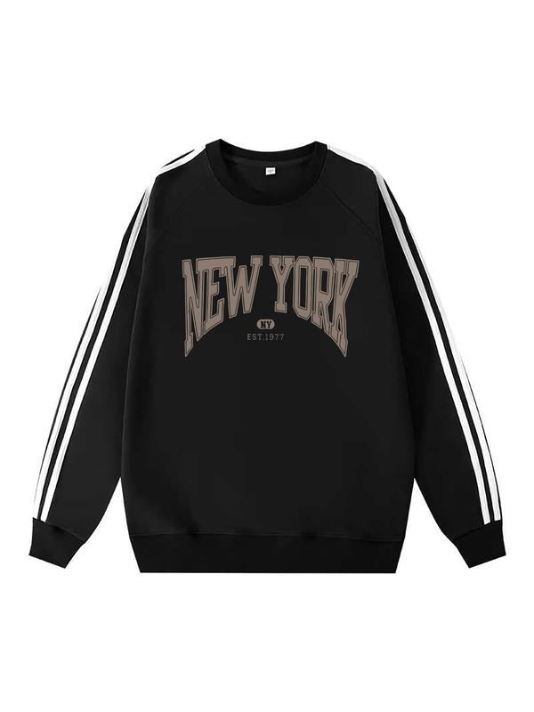 Classic Vintage Long Sleeve T-Shirt for Men & Women, Sporty Fitted Design, New York Print, Fall Winter Casual Wear...