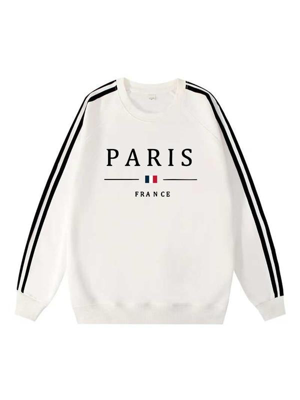 Classic Vintage Long Sleeve T-Shirt for Men & Women, Sporty Fitted Design, Paris Print, Fall Winter Casual Wear Hoodie,...