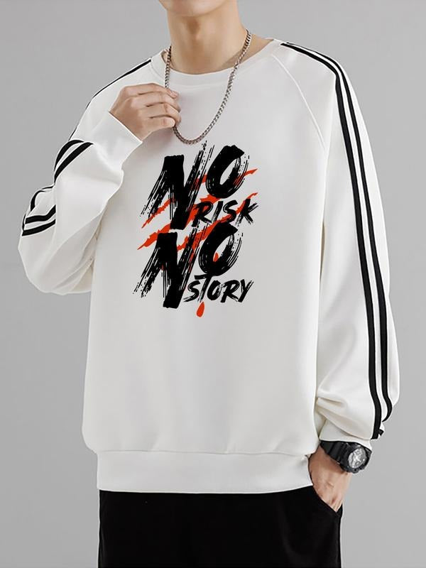 Classic Vintage Long Sleeve T-Shirt for Men & Women, Sporty Round Neck Fitted Top, Fall Winter Casual Wear, No Risk No...