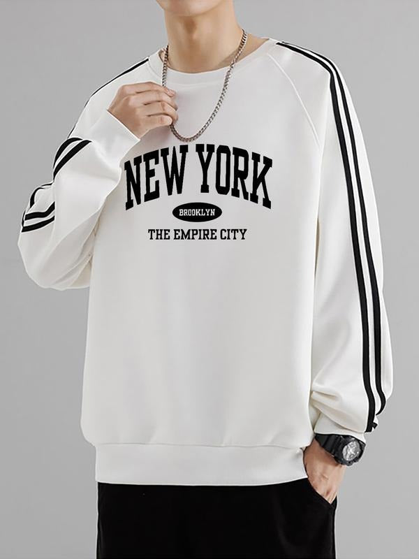 Classic Vintage Long Sleeve T-Shirt for Men & Women, Sporty Round Neck Sweatshirt, New York Print, Fall Winter Casual...