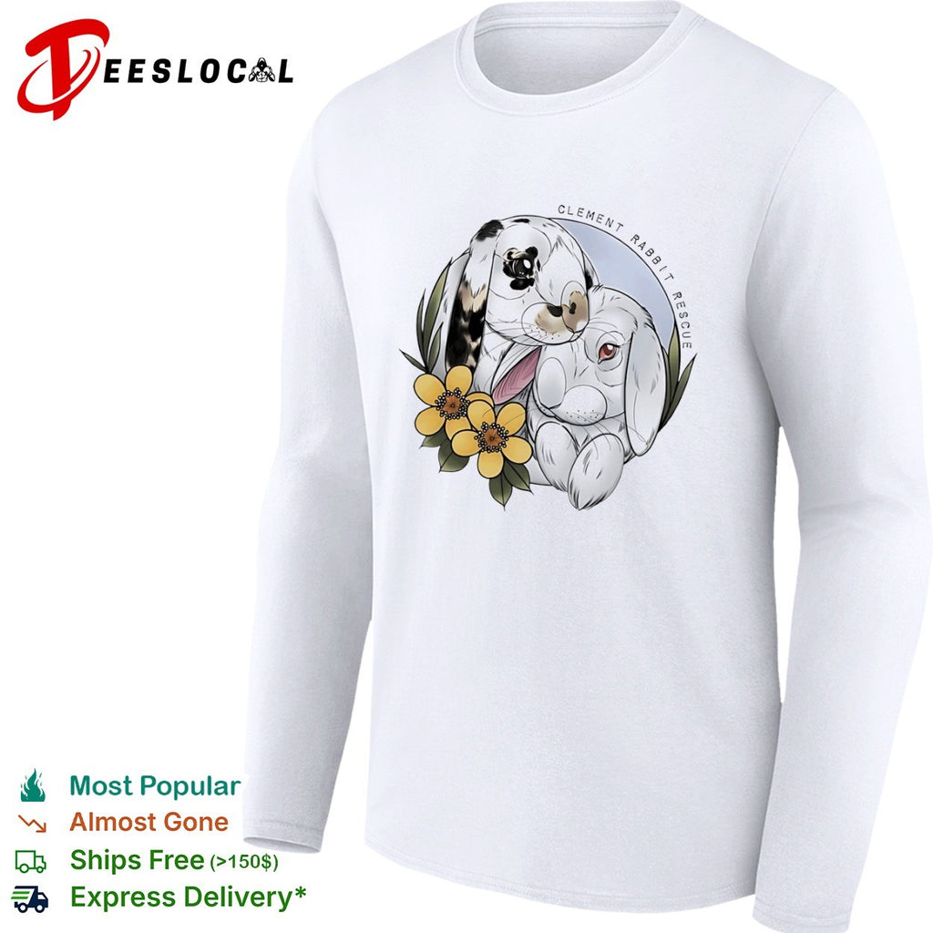 Clement Rabbit Rescue Cute Bunnies and Yellow Flowers Animal Wildlife shirt