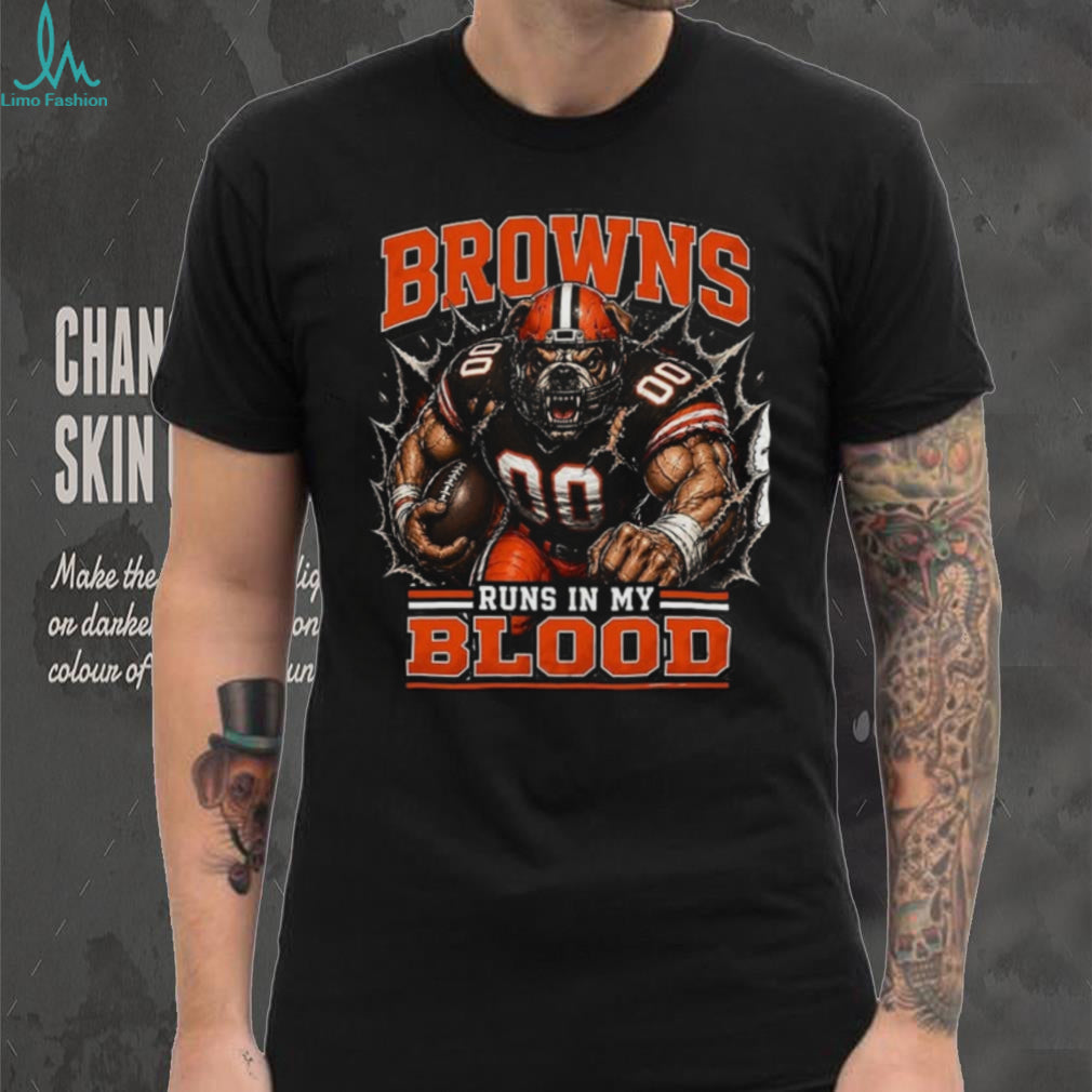 Cleveland Browns Football Team Runs In My Blood Fan Retro Vintage Men Shirt