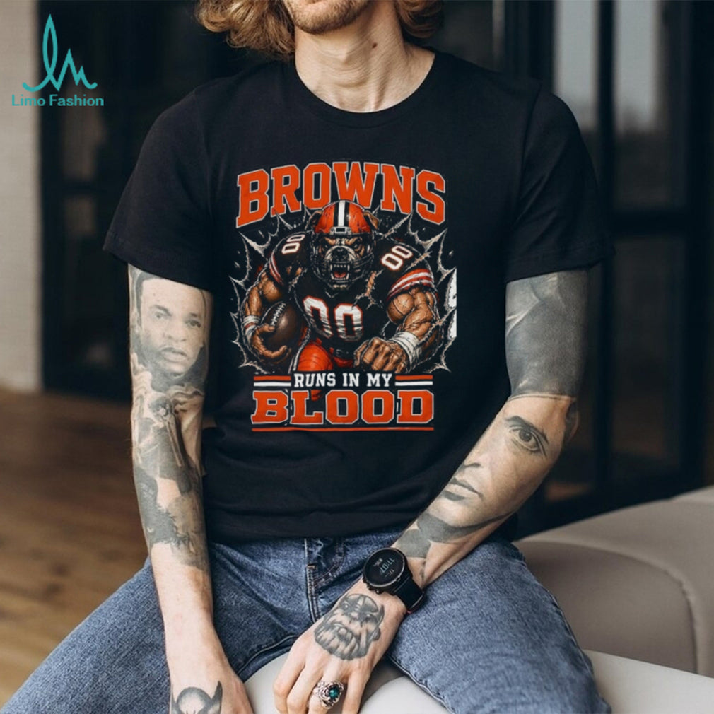 Cleveland Browns Football Team Runs In My Blood Fan Retro Vintage Men Shirt