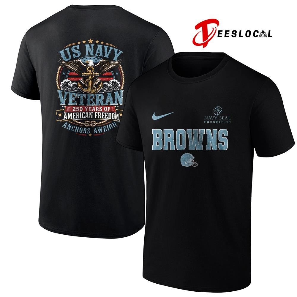 Cleveland Browns US Navy seal foundation 250 years of American freedom anchors aweigh shirt