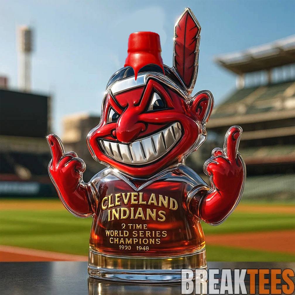 Cleveland Indians Chief Wahoo ‘2 Time World Series Champions’ Whiskey Bottle