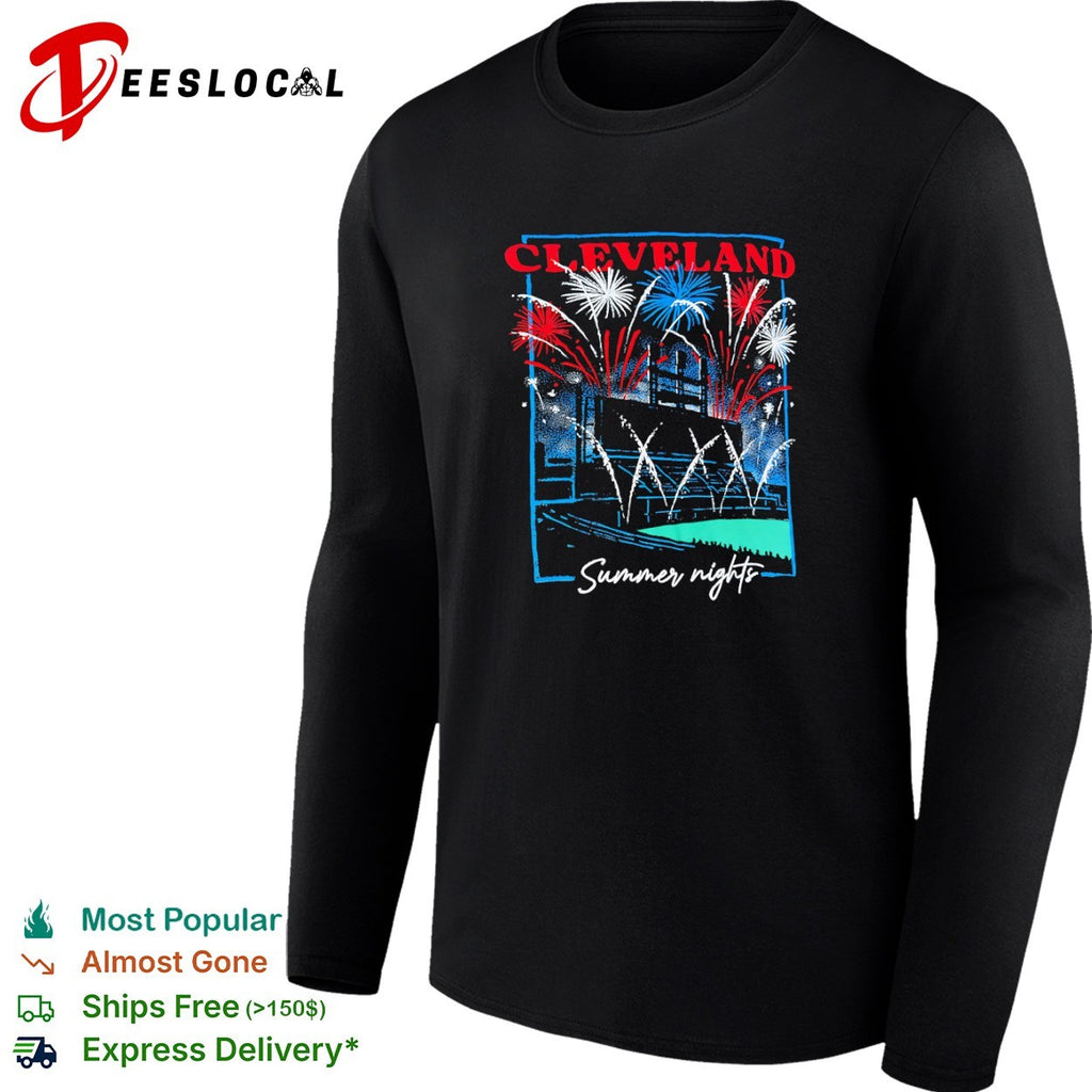 Cleveland summer nights fireworks baseball city love shirt