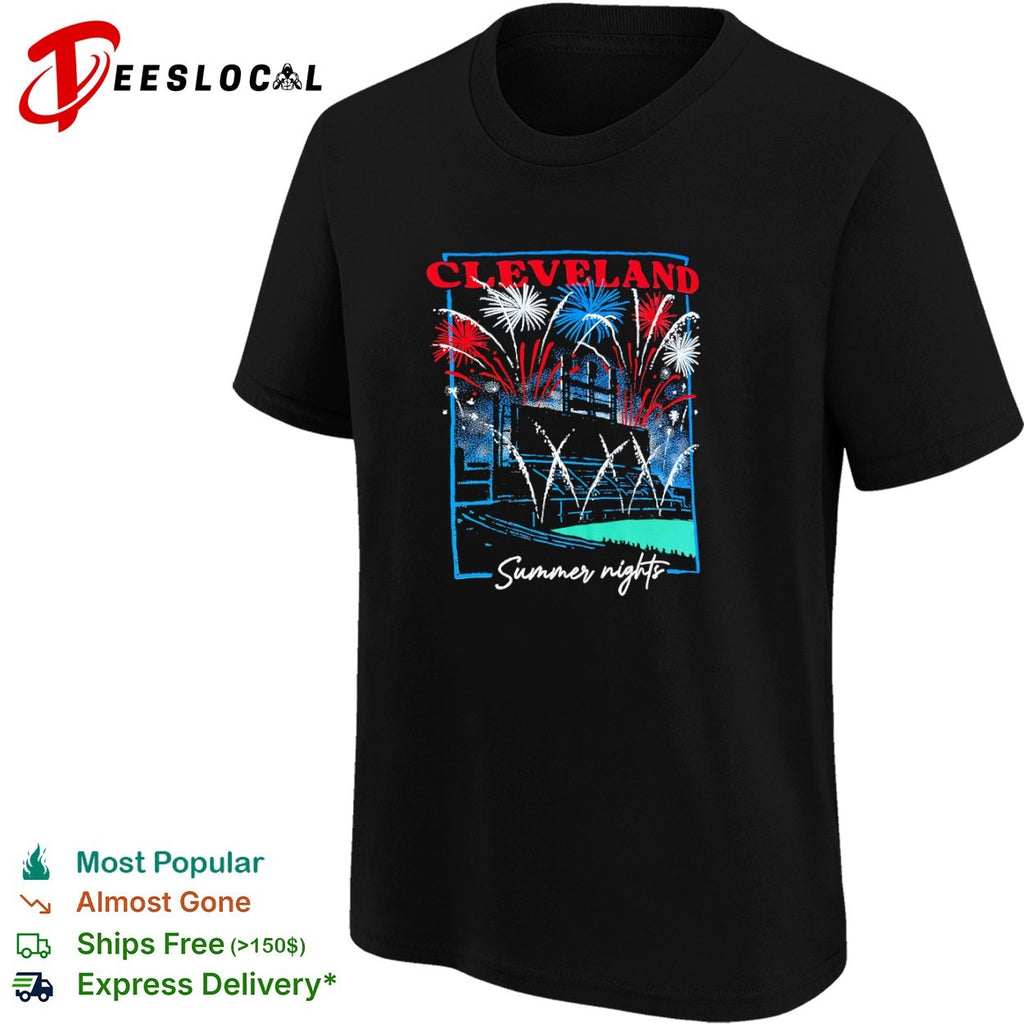 Cleveland summer nights fireworks baseball city love shirt