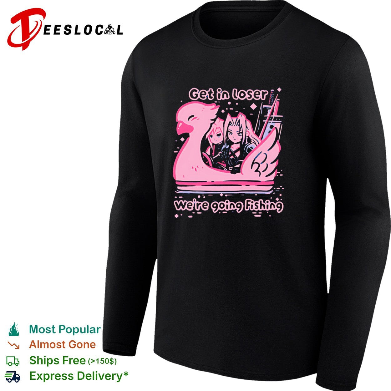 Cloud Strife Final Fantasy get in loser we are going fishing chocobo shirt