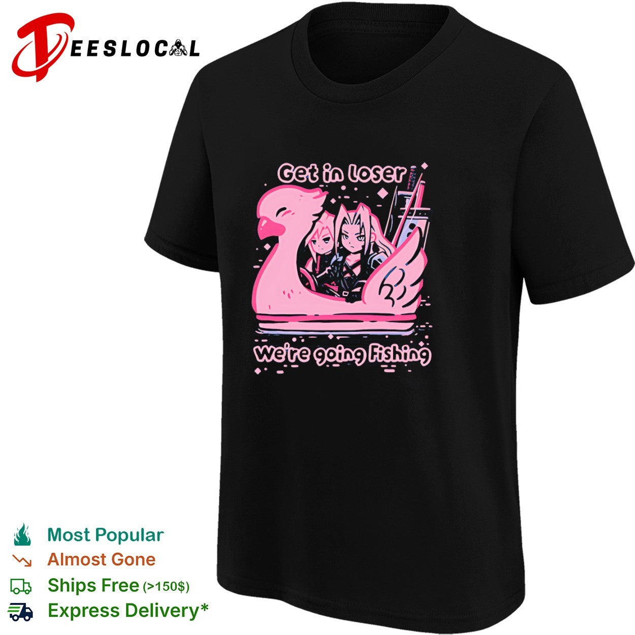 Cloud Strife Final Fantasy get in loser we are going fishing chocobo shirt