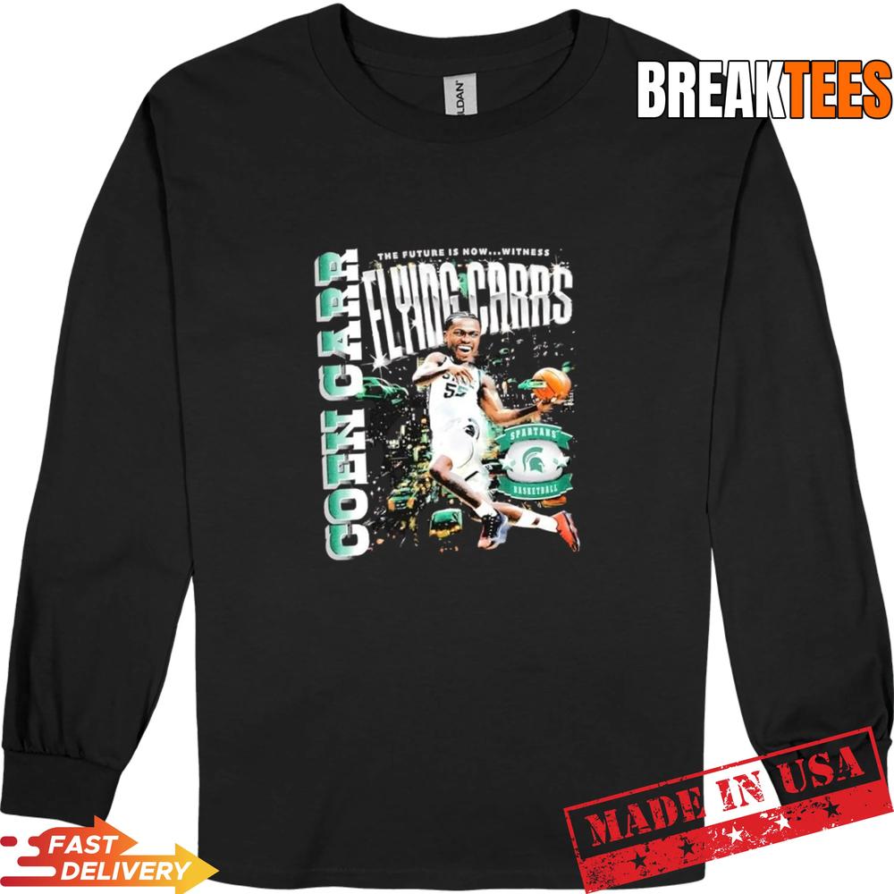 Coen Carr Michigan State Spartans Flying Basketball Graphic Shirt