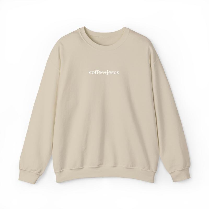 Cofee + Jesus Embroidered Crewneck Sweatshirt T-Shirts, Hoodie | PodTeesHub.com
