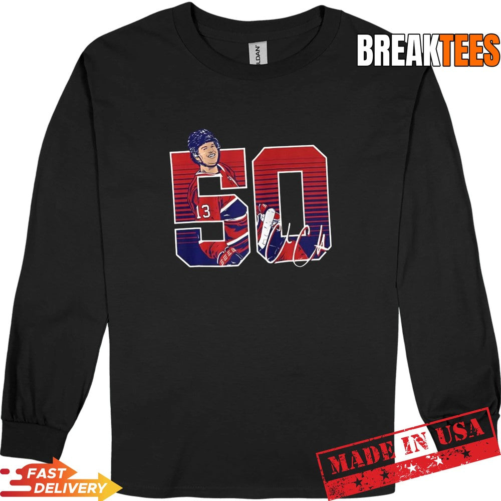 Cole Caufield Montreal Canadiens NHL 50 goals signature t-shirt