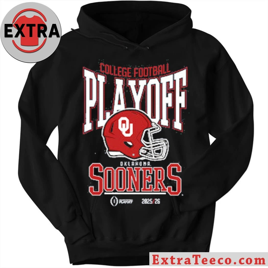 College Football Playoff 2025-26 Oklahoma Playoff Bound Helmet And Logo Shirt