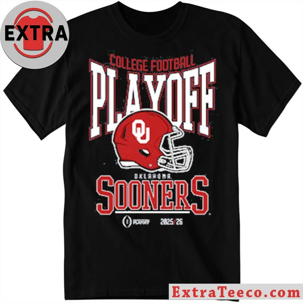 College Football Playoff 2025-26 Oklahoma Playoff Bound Helmet And Logo Shirt