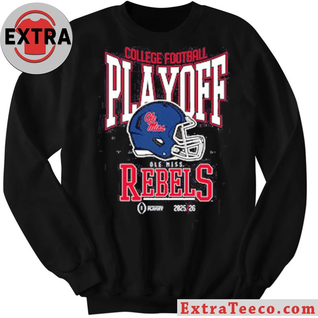 College Football Playoff 2025-26 Ole Miss Playoff Bound Helmet And Logo Shirt