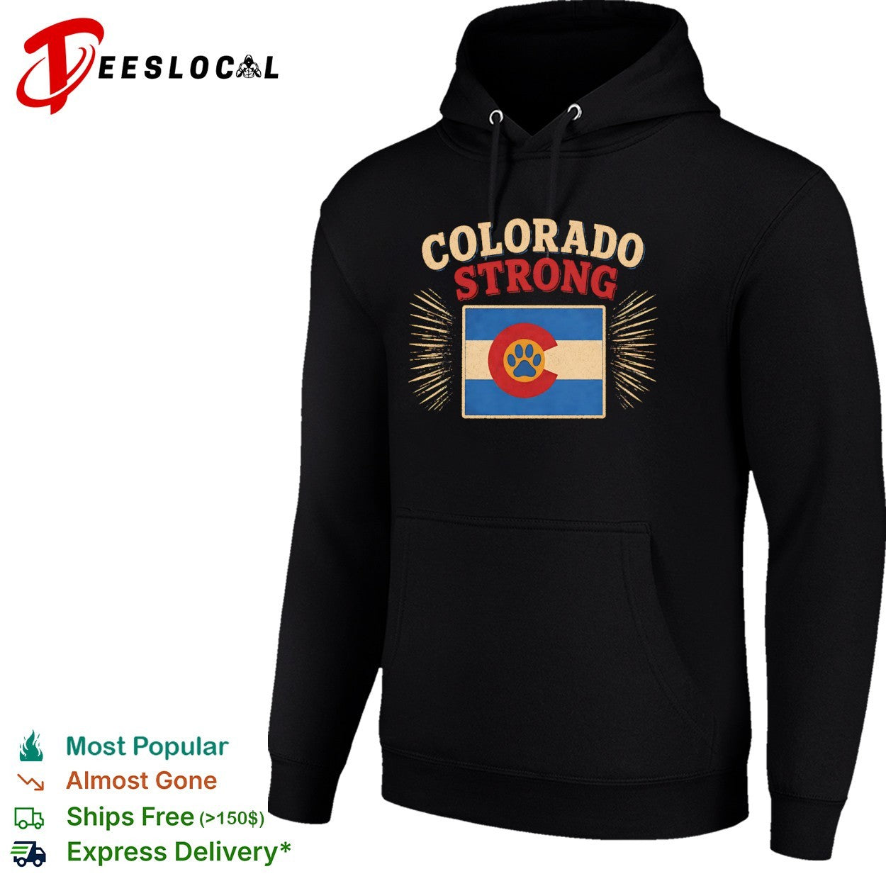 Colorado Strong Paw Print Colorado Flag shirt