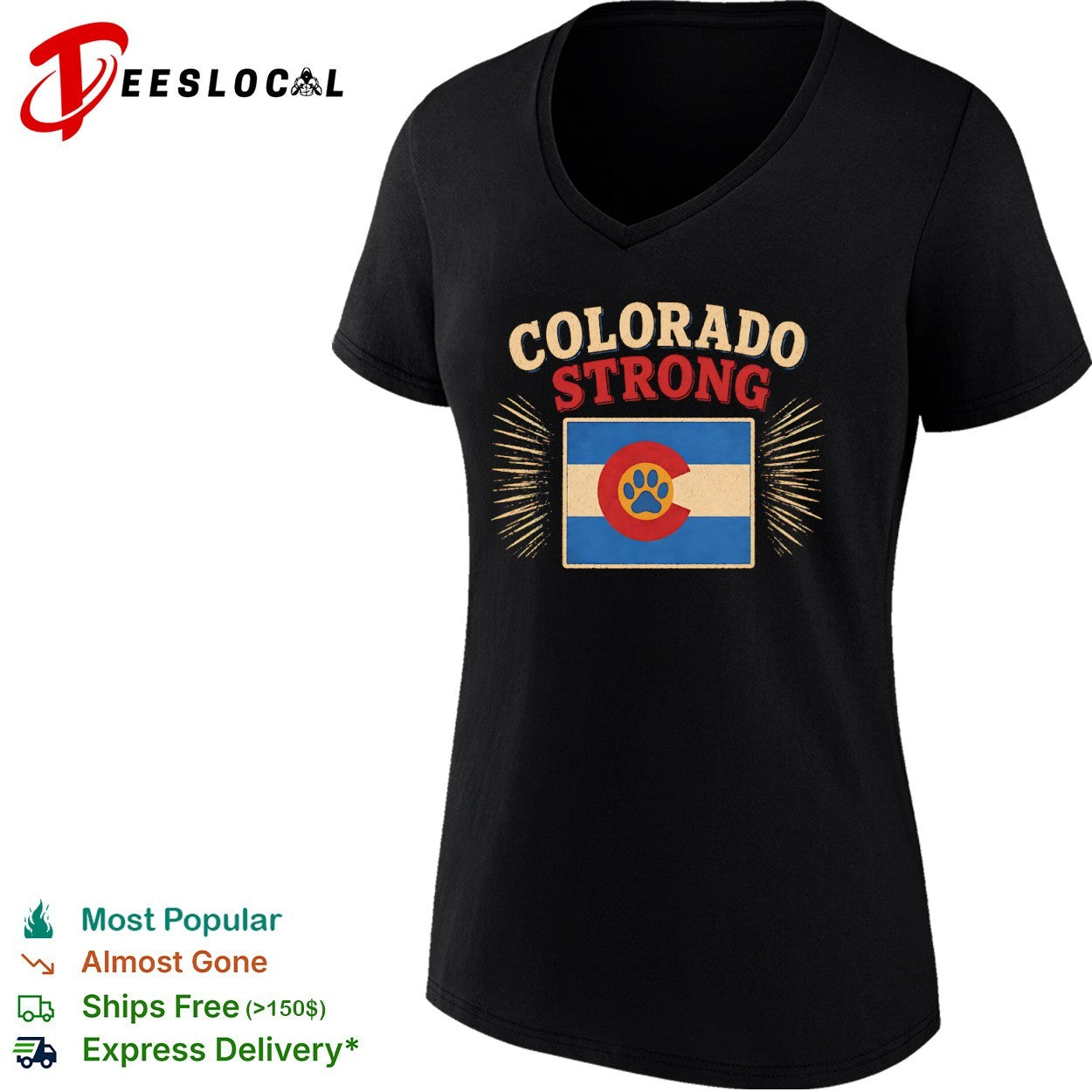 Colorado Strong Paw Print Colorado Flag shirt