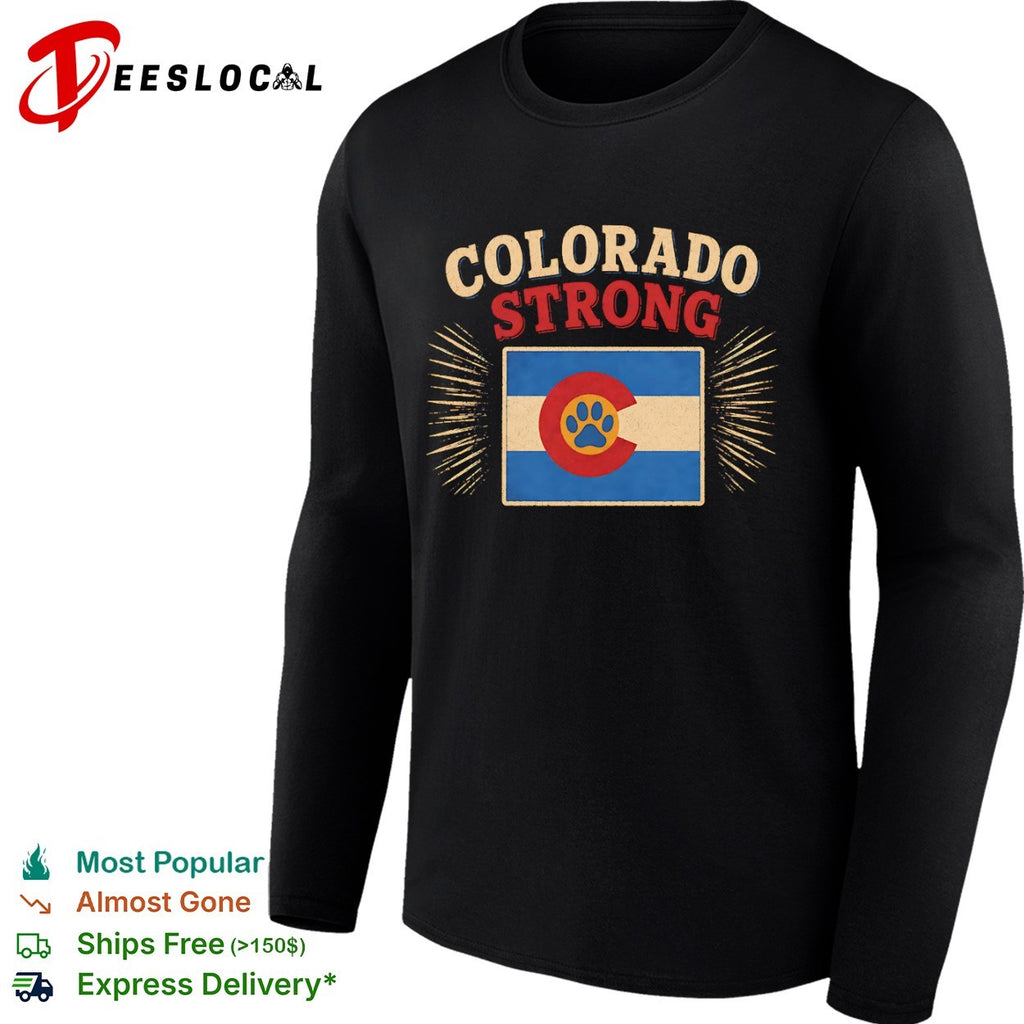 Colorado Strong Paw Print Colorado Flag shirt