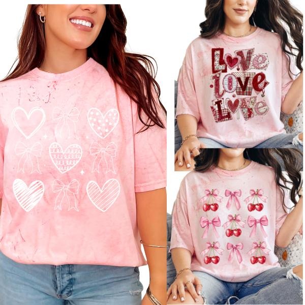 Colorblast Cofmort Colors Graphic Tees, Valentines Day graphic Shirts for Her, Comfort Colors Holiday Preppy Love Tee...