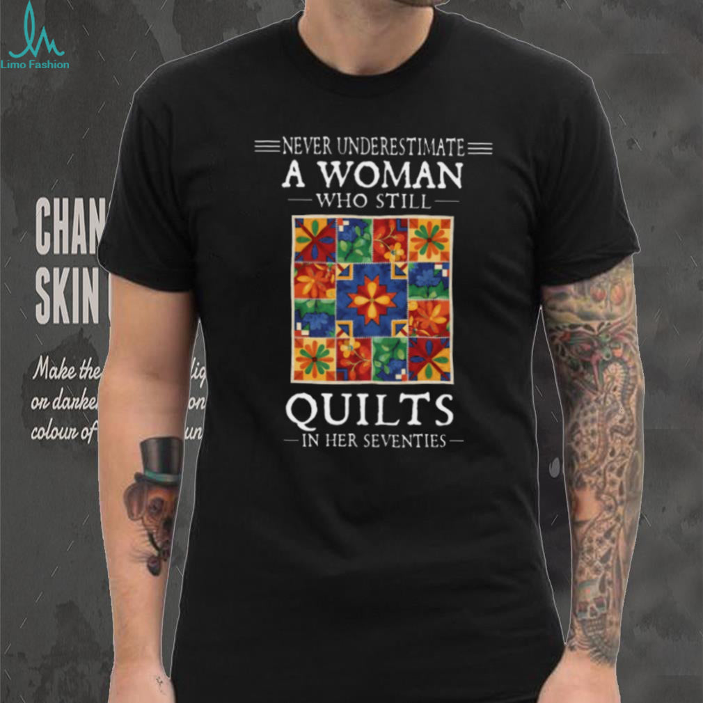 Colorful Quilt Pattern Seventies Women Crafting Shirt