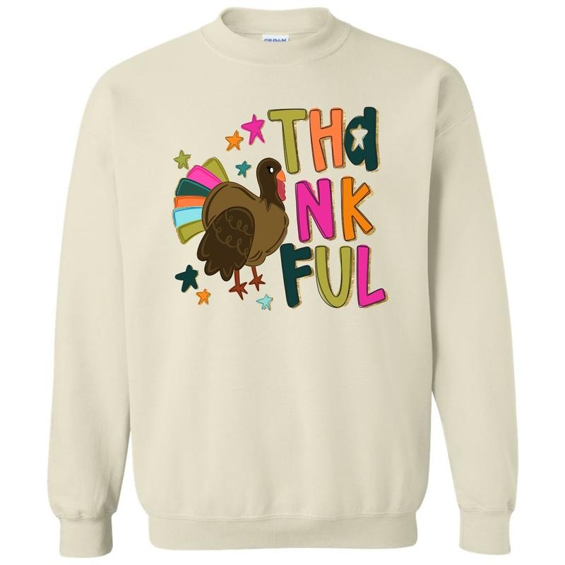 Colorful Thankful Turkey Sweatshirt 'NLB' T-Shirts, Hoodie | PodTeesHub.com